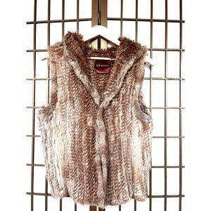 525 America Hooded Rabbit Fur Vest - OS